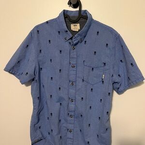 Vans Blue Men's Shirt with Pineapple Skull Design
